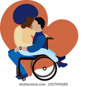 People with disability vector, love, couple, valentine day, lgbt, couple in love