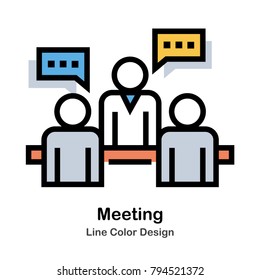 People discuss to each other Line Color Icon