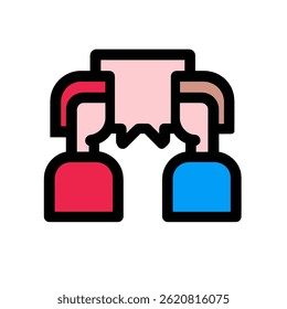 People discuss shared bubble in simple scene flat style design