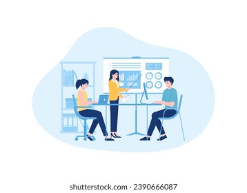 people are discussing in the company trending concept flat illustration