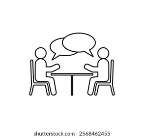 people discussing icon, simple flat style, vector illustration symbol sign logo template pictogram, for ui or ux isolated on white for mobile app, editable	