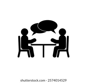 people discussing icon, simple flat style, vector illustration symbol sign logo template pictogram, for ui or ux isolated on white for mobile app, editable	