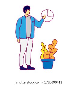 people discussion activity set design with cartoon style