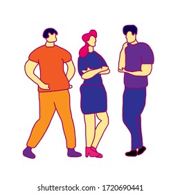 people discussion activity set design with cartoon style