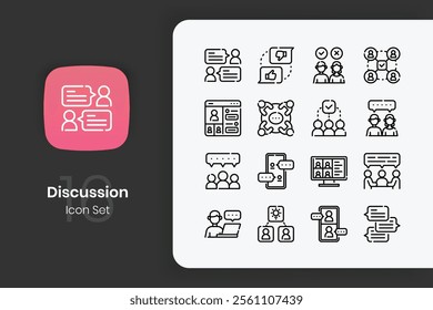 People discussion line icon set