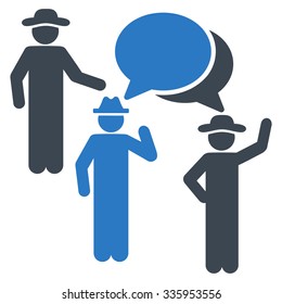 People Discussion vector icon. Style is bicolor flat symbol, smooth blue colors, rounded angles, white background.