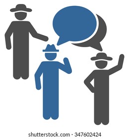 People Discussion vector icon. Style is bicolor flat symbol, cobalt and gray colors, rounded angles, white background.