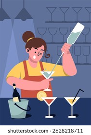 People Dish Cocktail Drink Illustration