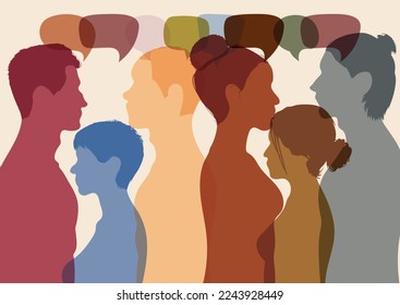 People from diverse backgrounds are represented in the network profile and the community. Information about social networks. People communicate with each other. Vector illustration