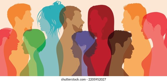 People of diverse cultures, ethnicities, and races. Racial equality, antiracism, and friendship in a flat cartoon. - Shutterstock ID 2205952027