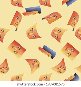 People diverse faces of different views seamless pattern. Humans different views pattern. Graphic in vector.