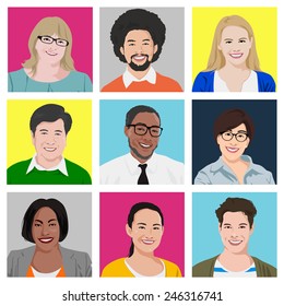 People Diversity Portrait Cheerful Happiness Friendship Vector