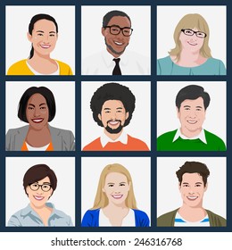 People Diversity Portrait Cheerful Happiness Friendship Vector