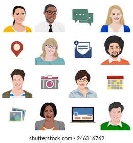 People Diversity Portrait Social Media Icon Vector