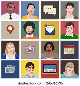 People Diversity Portraits Vector