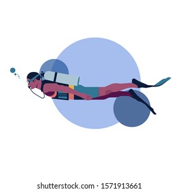 people diving illustration on white background.