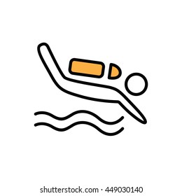 People Diving Line Icon