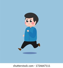 People do exercise joging run vector flat illustration