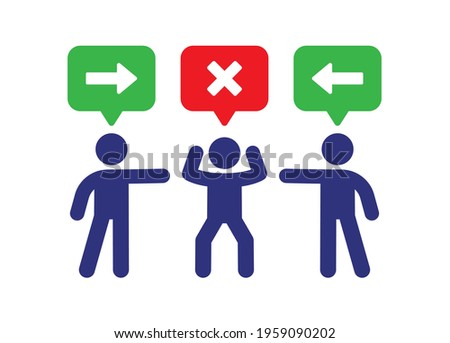 People do finger pointing for accusing and blaming someone. Icon vector illustration.