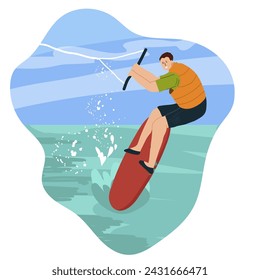 People do summer water sports. Flat graphic vector illustration isolated on white background