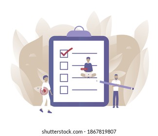 Die Leute machen eine Aufgabe. Vektorgrafik mit Webkommunikations-Idee für Telearbeit, Fernarbeit, soziale Medien, Unternehmen, Finanzen und Start
