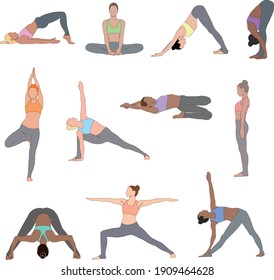 People do yoga in different poses