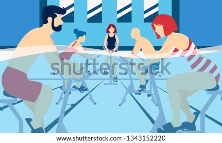 People doing aquacycling exercises in a pool.
