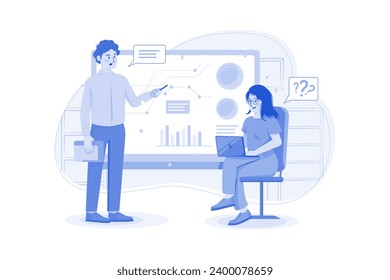People Doing Crypto Trading Course Illustration concept on white background