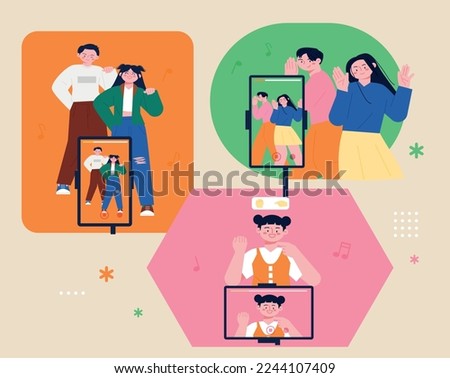 People doing dance challenge on social media.
