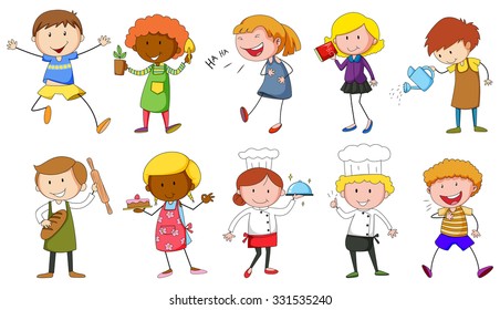People doing different activities illustration