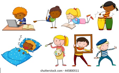 People doing different activities illustration