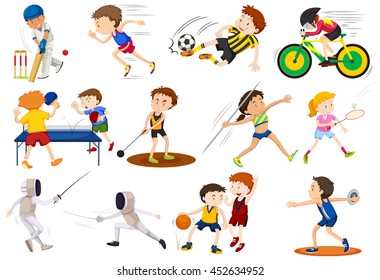 People doing different kinds of sports illustration