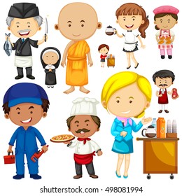 People doing different occupations illustration
