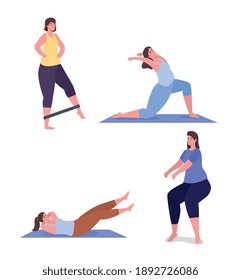 People doing exercise icon set design, Gym sport and bodybuilding theme Vector illustration