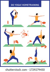 People doing home training. They are doing yoga together. 