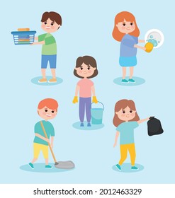 people doing household chores set