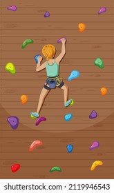 People doing indoor rock climbing at the gym illustration