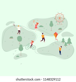 People doing leisure activities with flat design