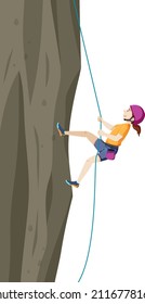 People doing outdoor rock climbing on white background illustration