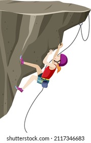 People doing outdoor rock climbing on white background illustration