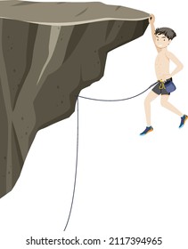 People doing outdoor rock climbing on white background illustration