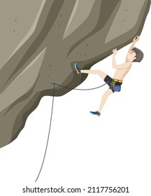People doing outdoor rock climbing on white background illustration