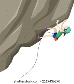 People doing outdoor rock climbing on white background illustration