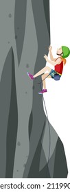 People doing outdoor rock climbing on white background illustration