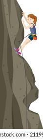 People doing outdoor rock climbing on white background illustration
