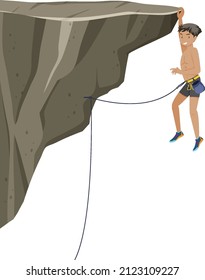 People doing outdoor rock climbing on white background illustration