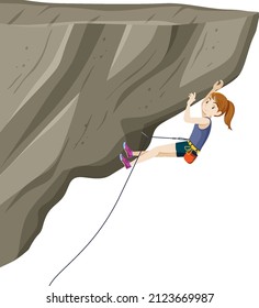 People doing outdoor rock climbing on white background illustration