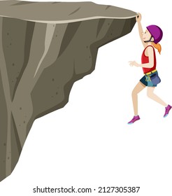 People doing outdoor rock climbing on white background illustration