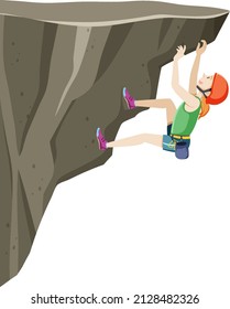 People doing outdoor rock climbing on white background illustration