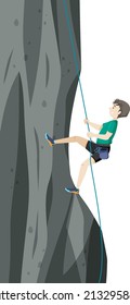 People doing outdoor rock climbing on white background illustration